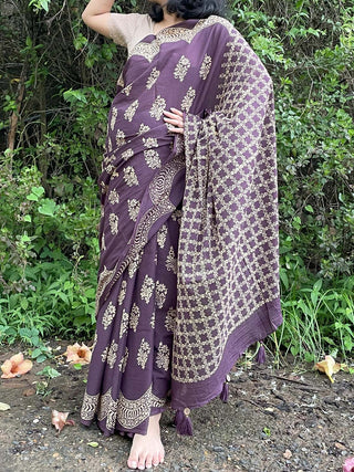 Shilp Mul Cotton Saree Burgundy Mogasu