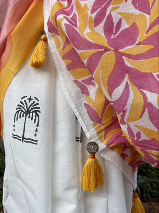 Hand Block Printed Maada - Mul Cotton Saree | White