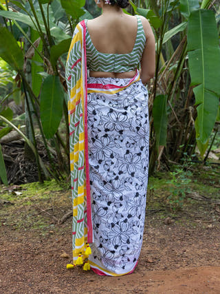 Kajini Cotton Saree White Mogasu