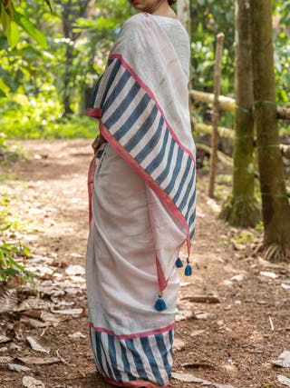 Paana Chanderi Saree Pink Mogasu