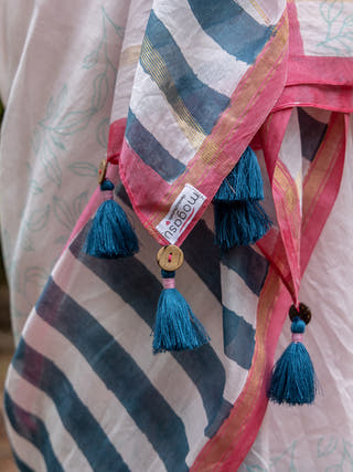 Paana Chanderi Saree Pink Mogasu