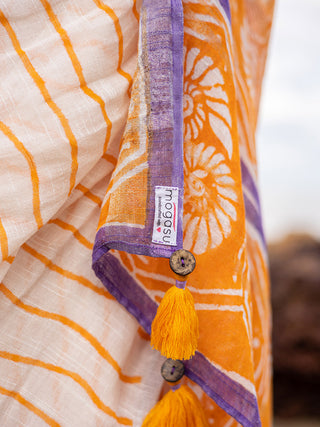 Caracol Linen Saree Orange Mogasu