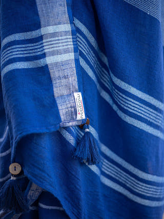 Conchas Linen Saree Blue Mogasu