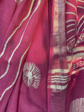 Conchas Linen Saree Purple Mogasu