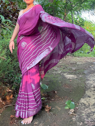 Conchas Linen Saree Purple Mogasu