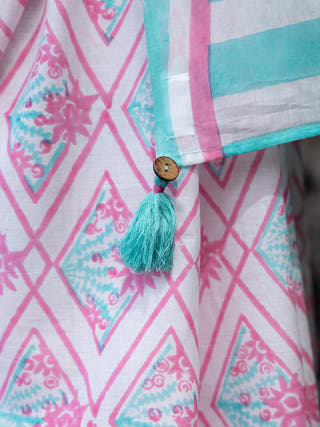 Coral Mul Saree Blue Mogasu