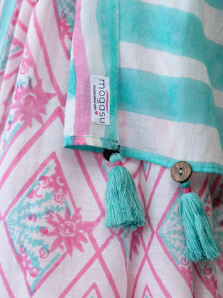 Coral Mul Saree Blue Mogasu