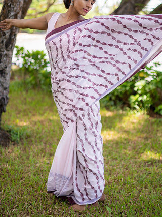 Printed Peixe Mul Saree Pink Mogasu