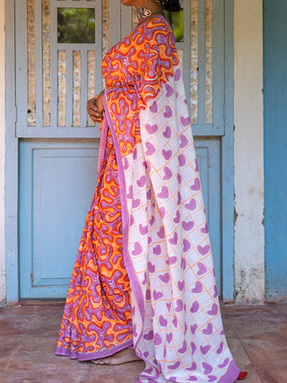 Anantha Mul Cotton Saree Orange Mogasu