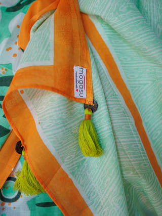 Gul Mul Cotton Saree Green Mogasu