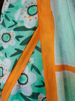 Gul Mul Cotton Saree Green Mogasu