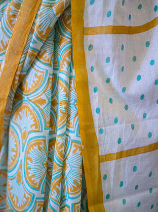 Pankha Mul Cotton Saree Mustard Mogasu
