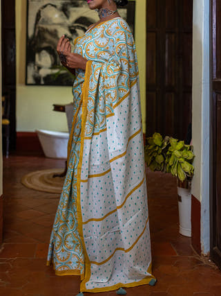 Pankha Mul Cotton Saree Mustard Mogasu