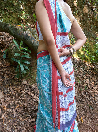 Bokee Mul Cotton Saree Blue Mogasu