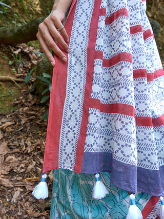 Bokee Mul Cotton Saree Blue Mogasu