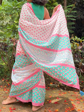 Kingfisher Mul Cotton Saree Green Mogasu