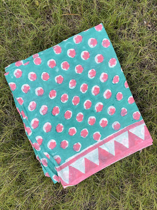 Kingfisher Mul Cotton Saree Green Mogasu