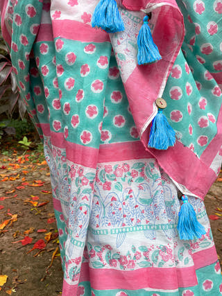 Kingfisher Mul Cotton Saree Green Mogasu