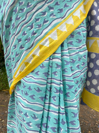 Sunbird Mul Cotton Saree Purple Mogasu