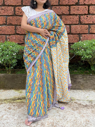 Janela Mul Cotton Saree Purple Mogasu