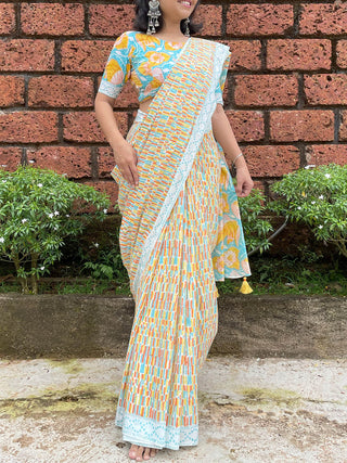 Kaularu Mul Cotton Saree Blue Mogasu