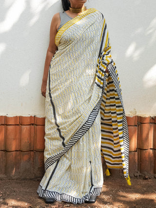 Sacada Mul Cotton Saree Mustard Mogasu