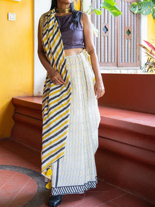 Sacada Mul Cotton Saree Mustard Mogasu