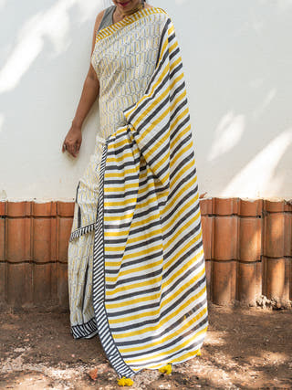 Sacada Mul Cotton Saree Mustard Mogasu