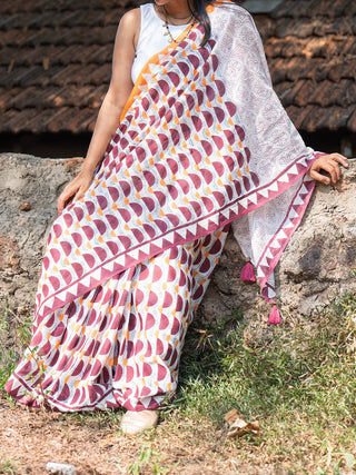 Teto Mul Cotton Saree Maroon Mogasu