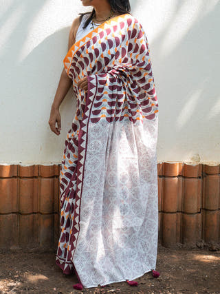 Teto Mul Cotton Saree Maroon Mogasu