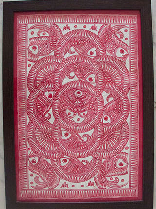 Fish Maze Madhubani Painting Wall Art