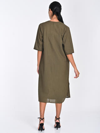 Olive Overlay Black Slip Dress Set Saltpetre