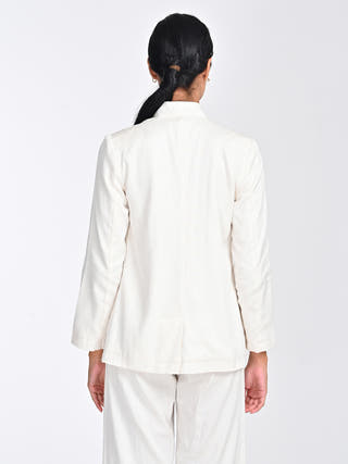 Cream No Lapel Blazer Pants Set Saltpetre