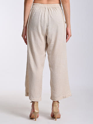 Linen Beige Long Shirt With Trousers Co-Ord Set Saltpetre