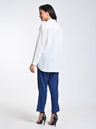 Solid Cream Shirt With Tapered Trousers Set Saltpetre