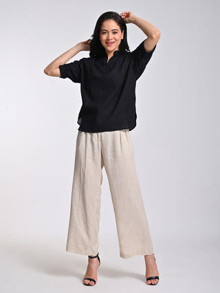 Black Drop Shoulder Sleeve Top Saltpetre