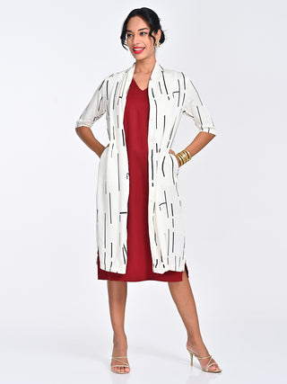 Cream Cedar Overlay Maroon Dress Saltpetre