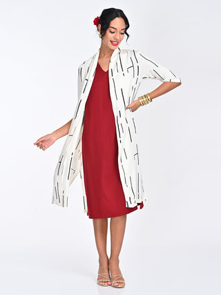 Cream Cedar Overlay Maroon Dress Saltpetre