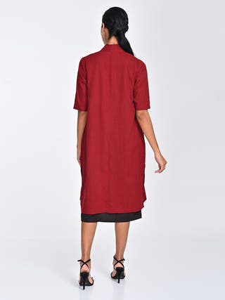 Maroon Draped Overlay Coffee Midi Saltpetre