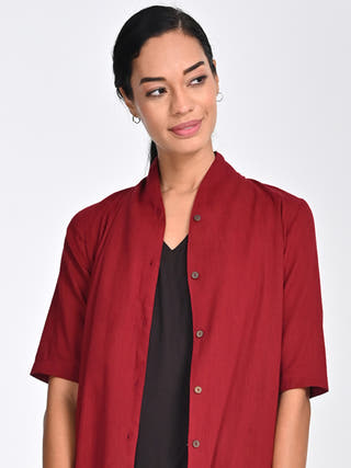 Maroon Draped Overlay Coffee Midi Saltpetre