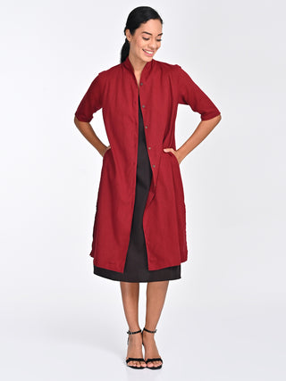 Maroon Draped Overlay Coffee Midi Saltpetre