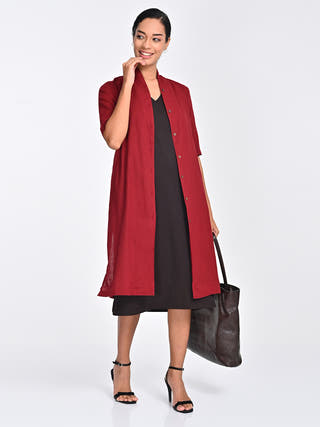 Maroon Draped Overlay Coffee Midi Saltpetre