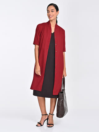 Maroon Draped Overlay Coffee Midi Saltpetre
