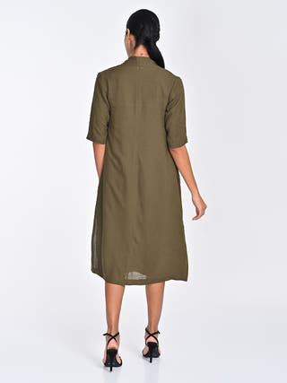 Olive Draped Overlay Maroon Midi Saltpetre