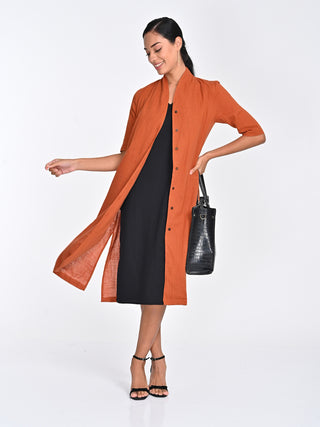 Rust Draped Overlay & Black Midi Saltpetre