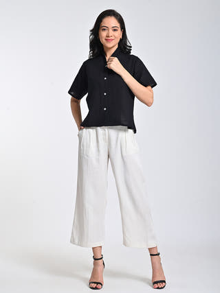 Organic Cotton Wrap Collar Shirt Top Saltpetre