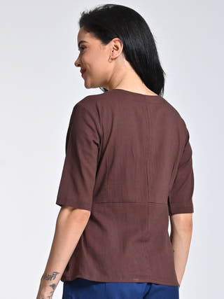 Organic Cotton Solid Coffee Warp Top Saltpetre