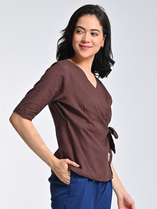 Organic Cotton Solid Coffee Warp Top Saltpetre