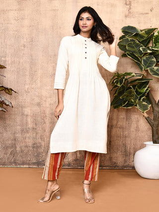 Sadira Off-White Handloom Cotton Kurta Expressions By UV