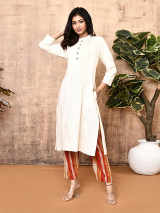 Sadira Off-White Handloom Cotton Kurta Expressions By UV